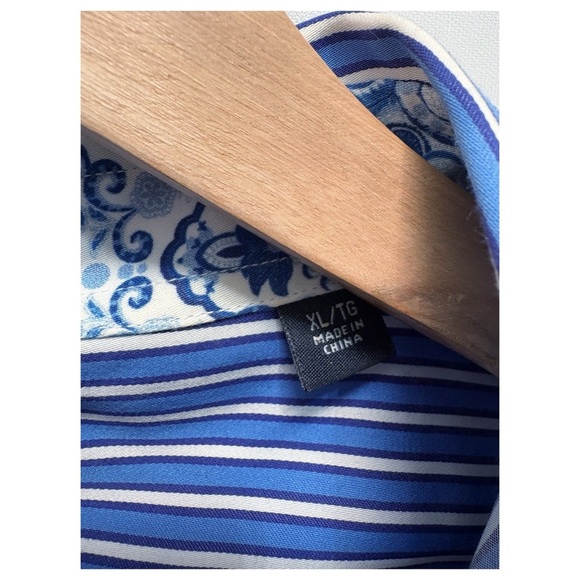 Robert Graham Striped Paisley Flip Cuff Button Down Dress Shirt Size XL - Picture 10 of 10